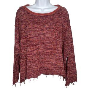 Free People Prism Pullover Sweater Size S Oversized Coral Combo Space Dyed
